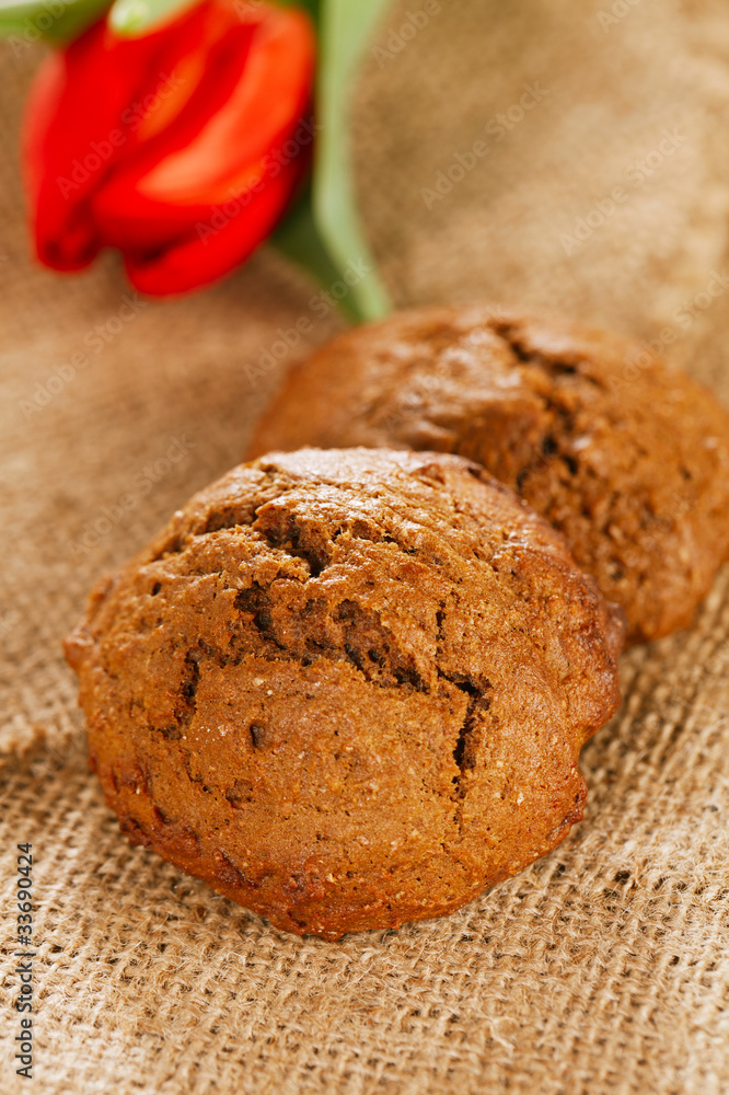 soft ginger cookies on hessian backdrop