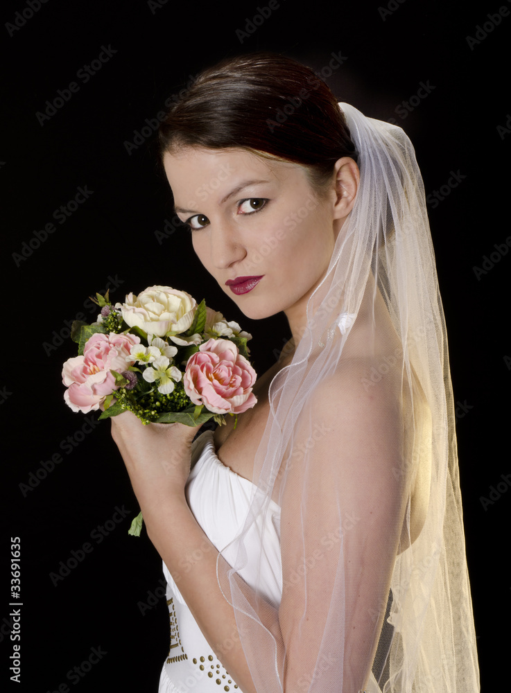 Naklejka premium Braut mit Brautstrauß