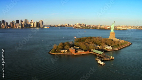 Aerial view of the Statue of Liberty, NY, USA