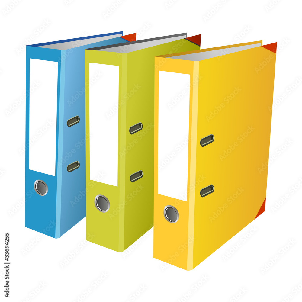Colourful office folders on white background Colourful office folders on white background
