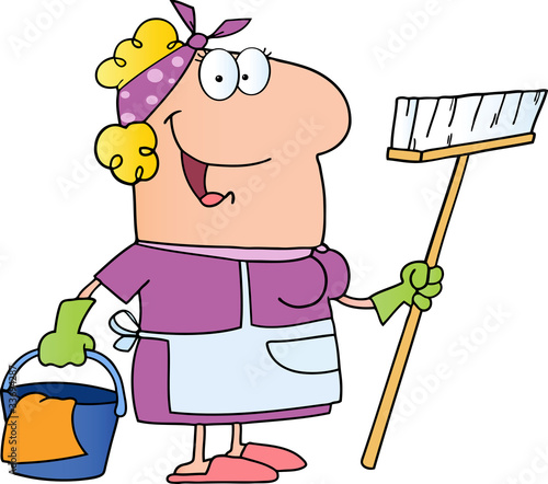 Cleaning Lady Cartoon Character