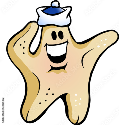 Hand-drawn Vector illustration of an Starfish Sailor