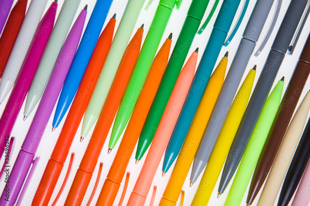 Multi-colored plastic pens Multi-colored plastic pens