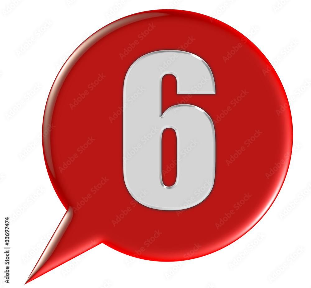 Sprechblase rot rund ZAHL 6 Sprechblase rot rund ZAHL 6
