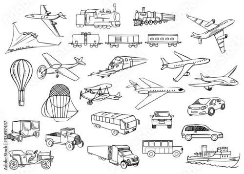 transportation over the world vector set