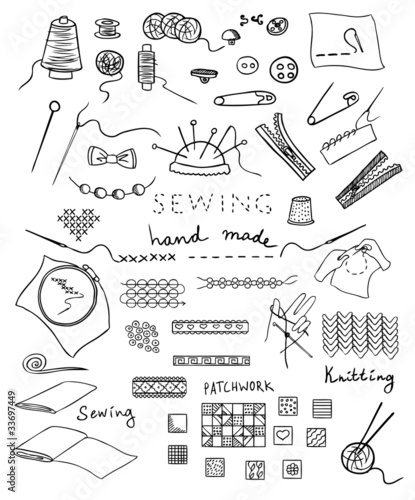 hand made and needlework vector set