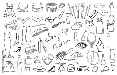 beauty and fashion items vector set