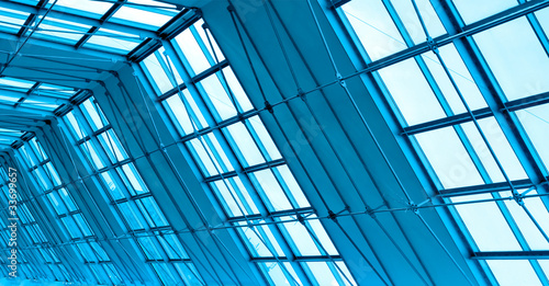 blue glass roof