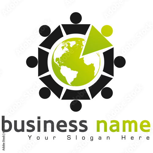 logo business, cercle humain et terre