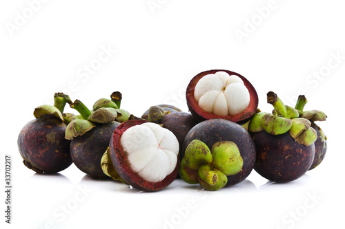 Tropical mangosteen isolated on white background