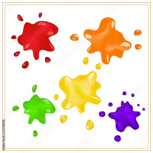 Colored ink splashes