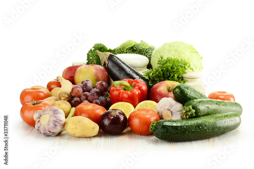 Raw vegetables isolated on white