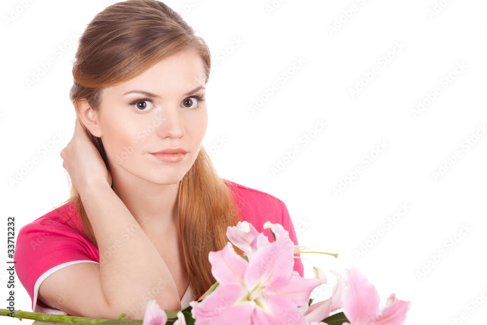 Beautiful woman with flowers