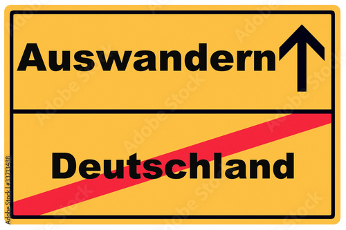 Schild Auswandern Deutschland