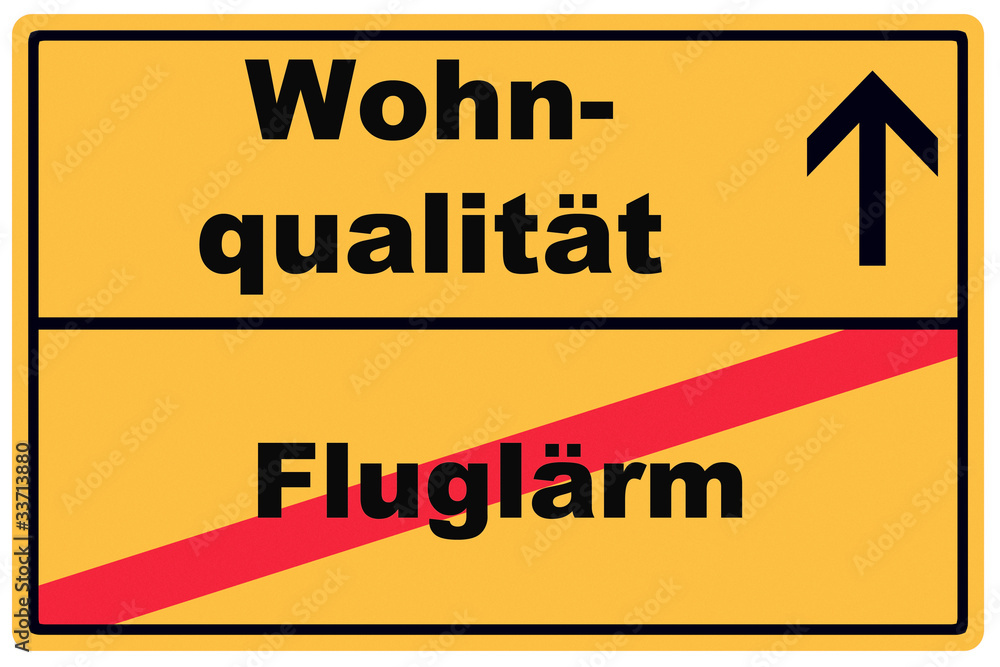 Naklejka premium Schild Wohnqualität Fluglärm