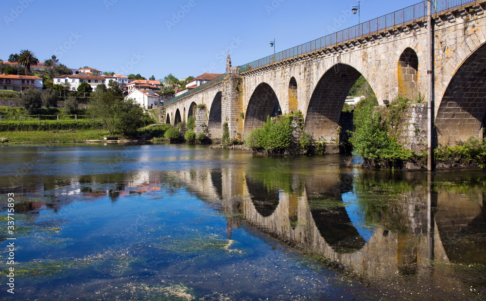 Bridge of Ponte da Barca, ancient portuguese village, on Minho r