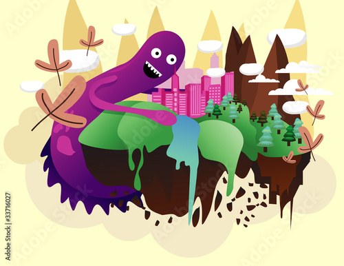 mounstruo destruyendo la ciudad en vector