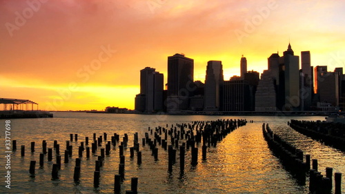Sunset over the Hudson River Manhattan, NY, USA