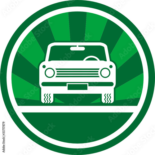 Green car icon, vector illustration
