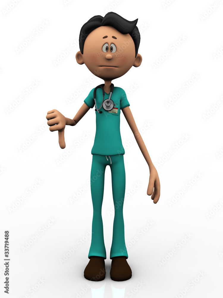 Cartoon doctor doing a thumbs down. Cartoon doctor doing a thumbs down.