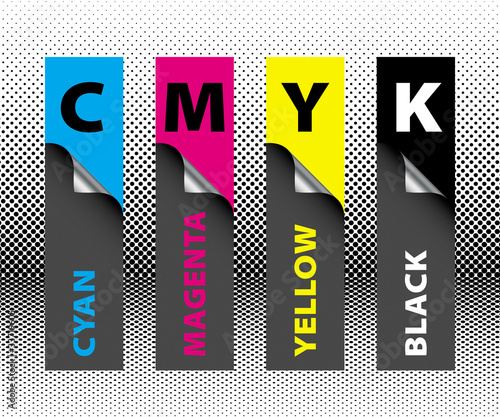CMYK banners, print inks concept
