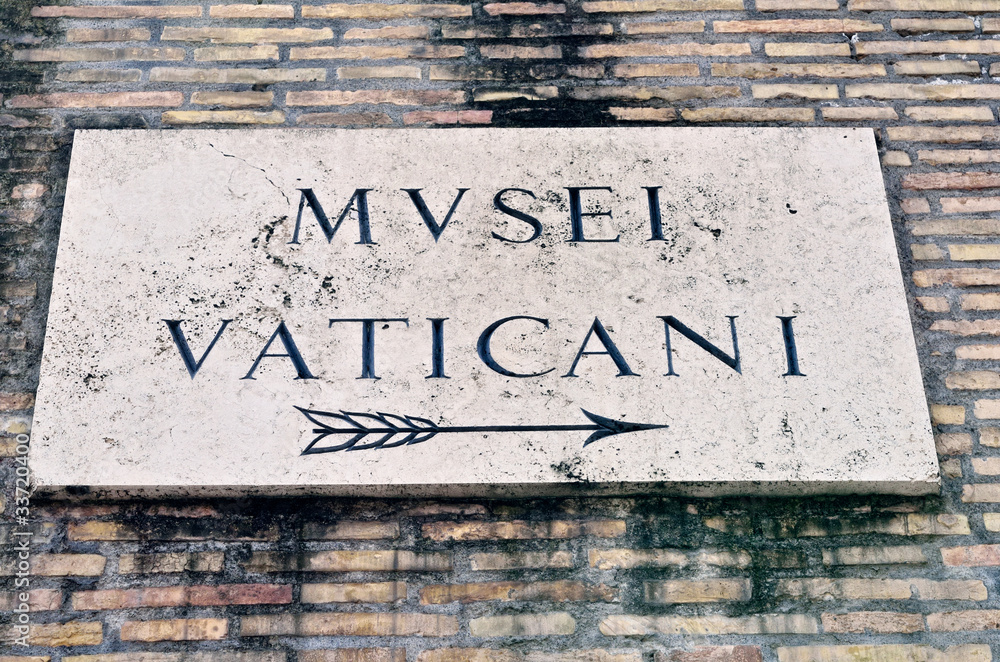 Naklejka premium Signboard of Vatican Museum