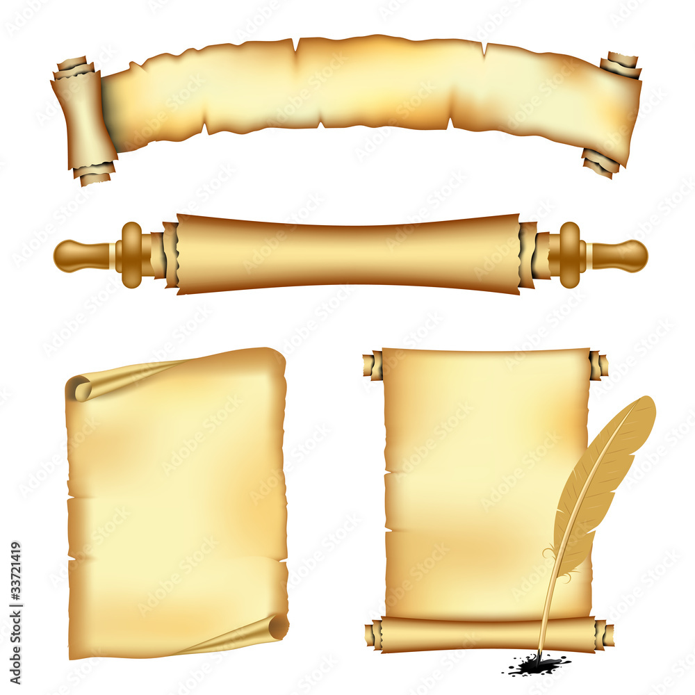 Obraz premium Vintage grunge banners and scroll papers set