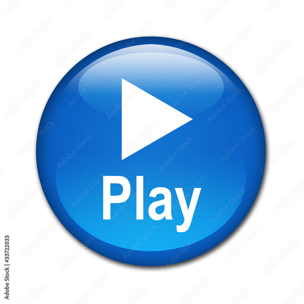 Boton brillante simbolo y texto Play Boton brillante simbolo y texto Play