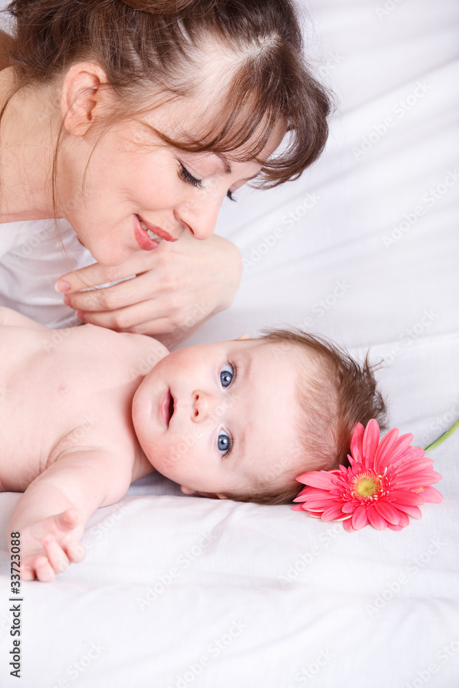 Mother looking at baby Mother looking at baby