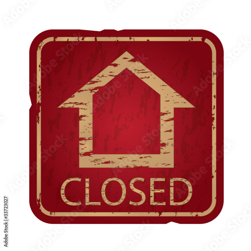 Old damaged real estate sign,closed house