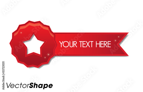 Shiny red star badge with place for text