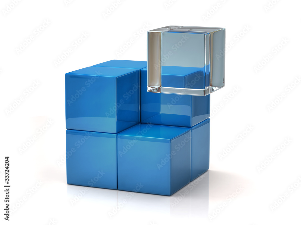 Obraz premium Blue ang glass cube