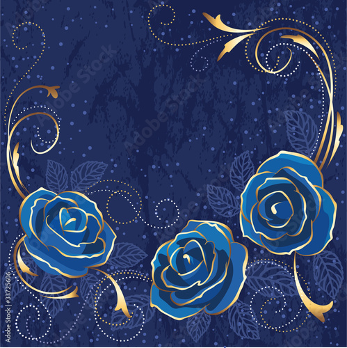 Vintage blue roses card