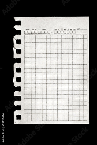 A sheet of paper isolated on black. photo