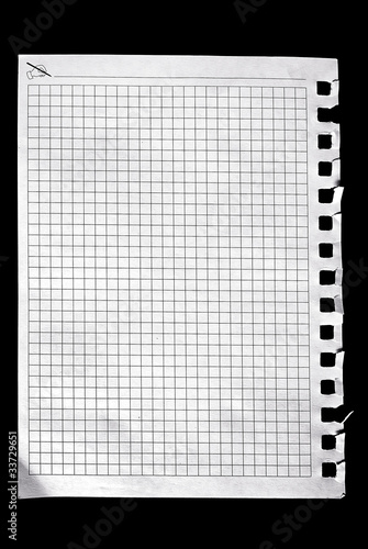 Obraz na płótnie A sheet of paper isolated on black. w salonie