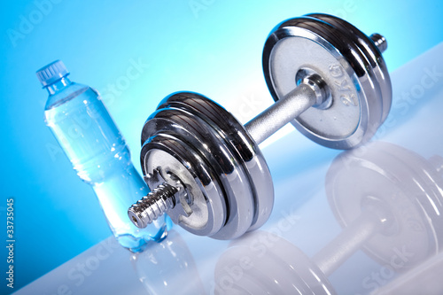 Dumbbell and bottle water