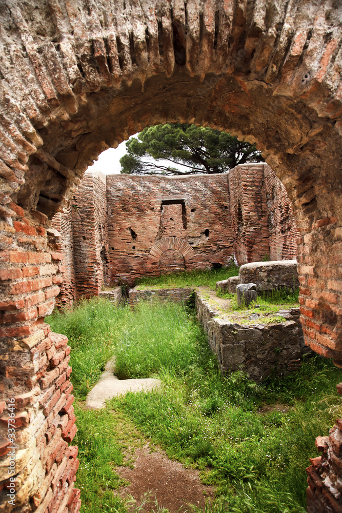 Ancient Roman Arch Ruins Ostia Antica Rome Italy