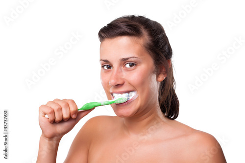 Girl Brushing her Teeth