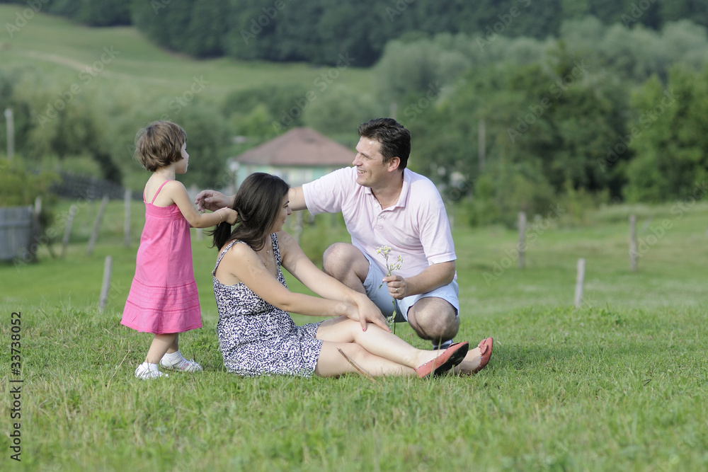 smiling family having fun in summer season