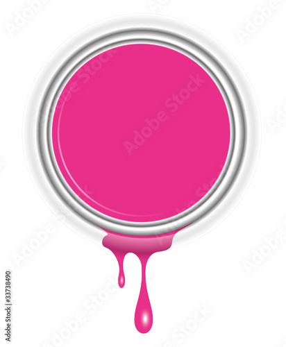 couvercle pot de peinture et coulure rose