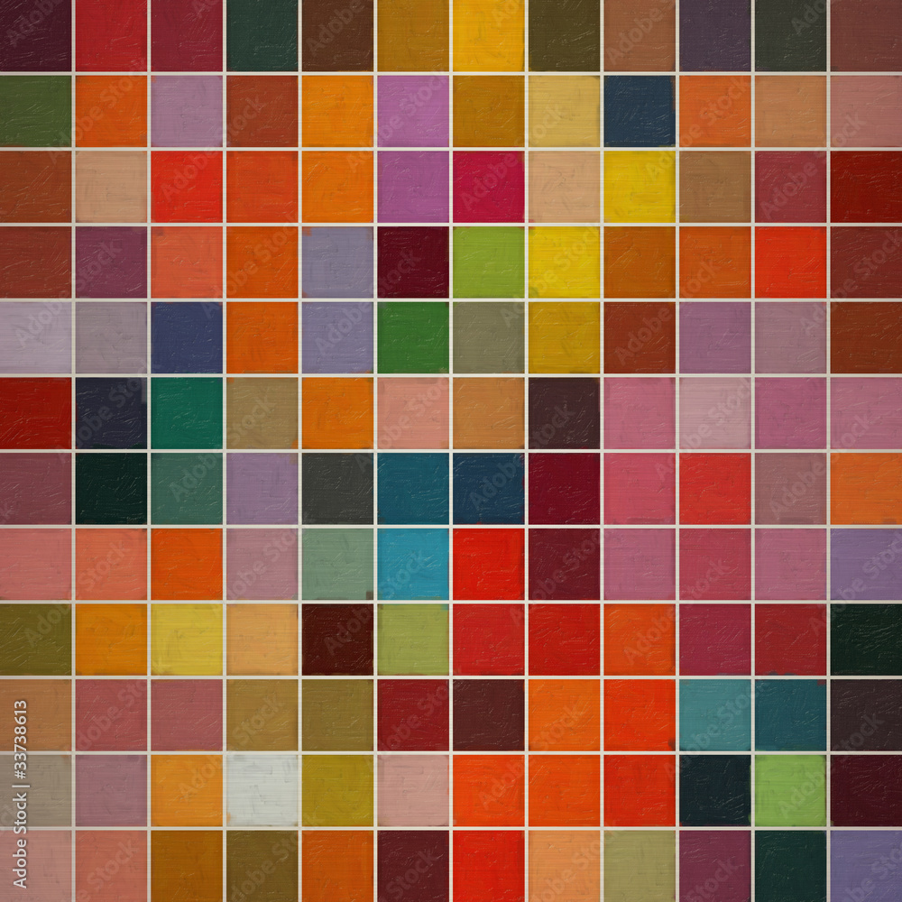 Grunge oil painting of bright colored squares Grunge oil painting of bright colored squares