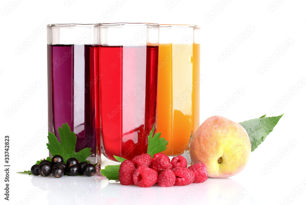 fresh summer berries and juice isolated on white fresh summer berries and juice isolated on white