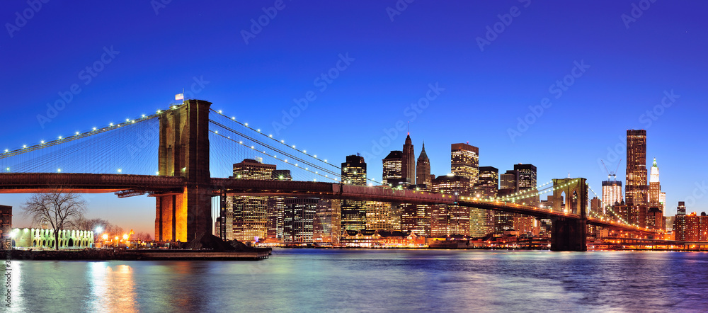 Brooklyn bridge with New York City Manhattan