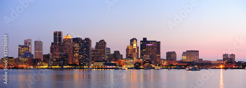 Boston downtown panorama at dusk