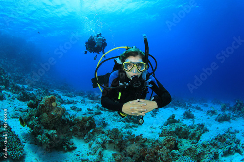 Female Scuba Diver in Tropical Sea