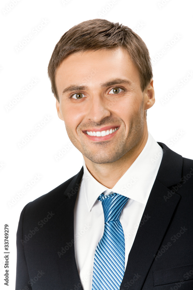 Portrait of happy smiling business man, isolated on white Portrait of happy smiling business man, isolated on white