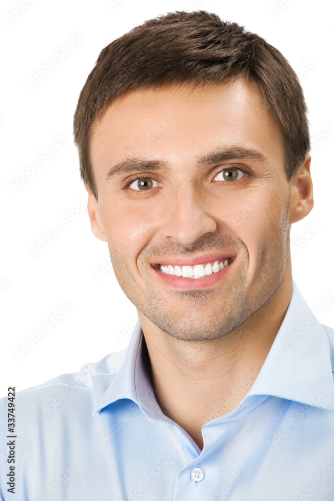 Portrait of happy smiling business man, isolated on white Portrait of happy smiling business man, isolated on white