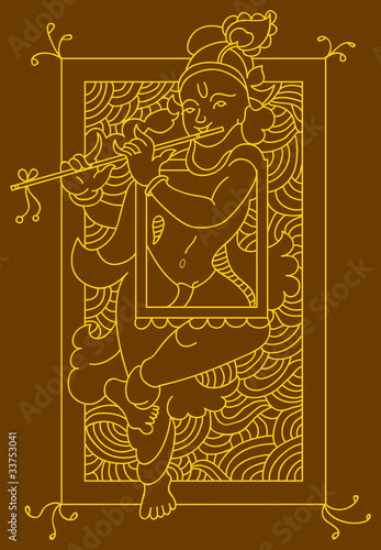 Krishna Folk tribal design motif