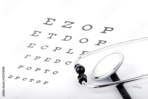 Eye Chart and stethoscope photo