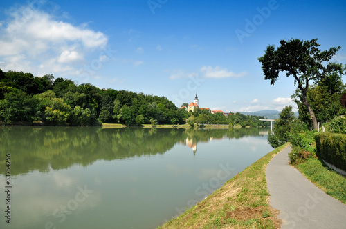 The Drava River. Maribor, Slovenia